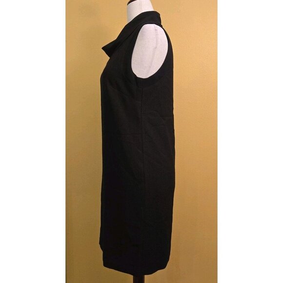 Willi Smith Dress 10 Black Sleeveless Cowl Neck Diamond Pattern Lined Midi Knee - Picture 2 of 10
